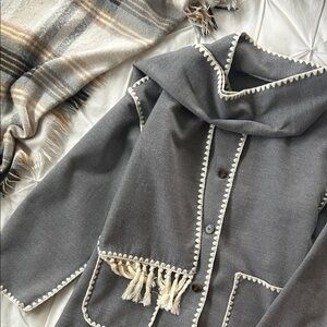 Grey Coat with Matching Scarf